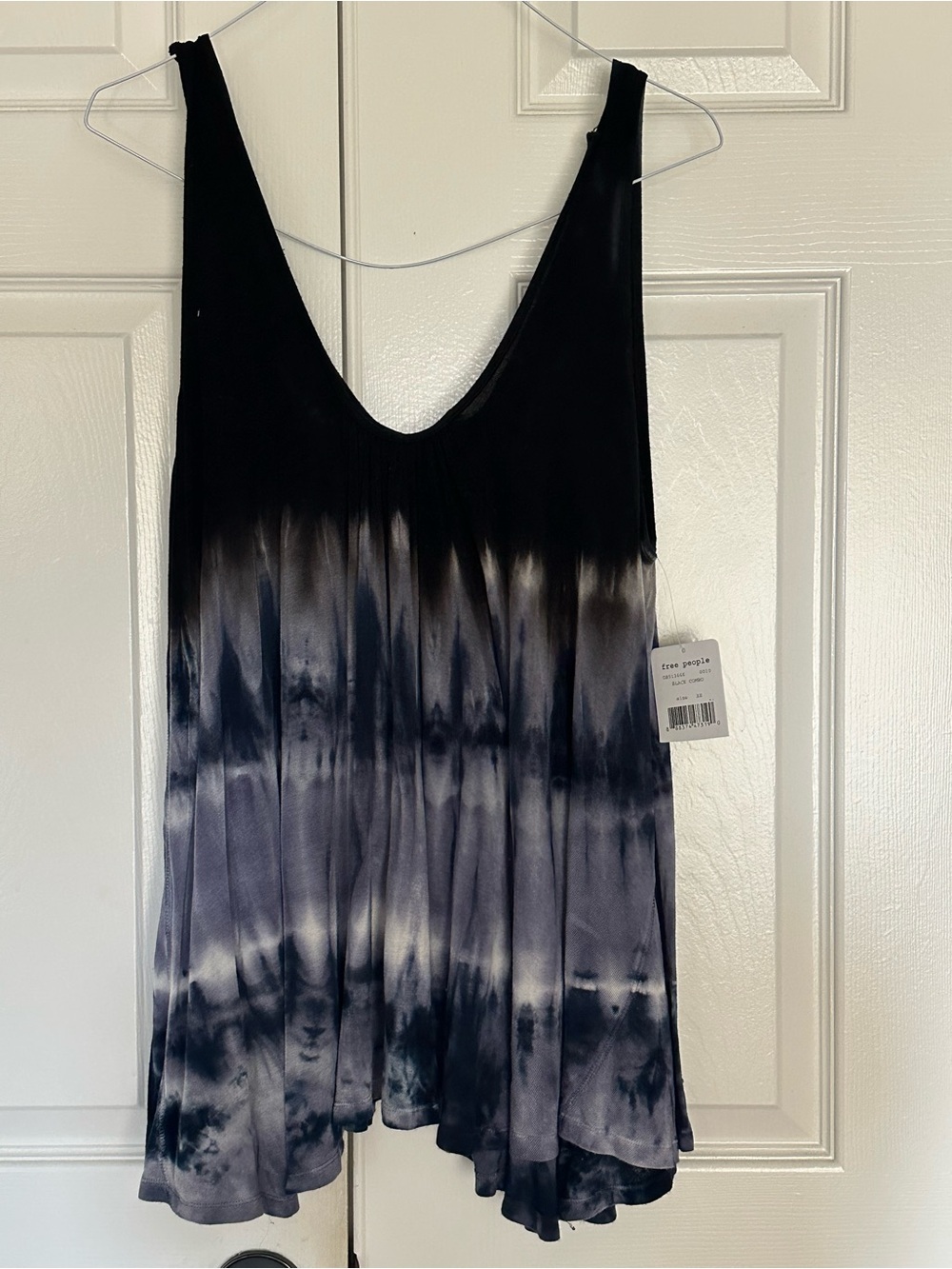 NWT Free People sz XS Tie Dye Twirly Tank Top Shirt  Black Combo